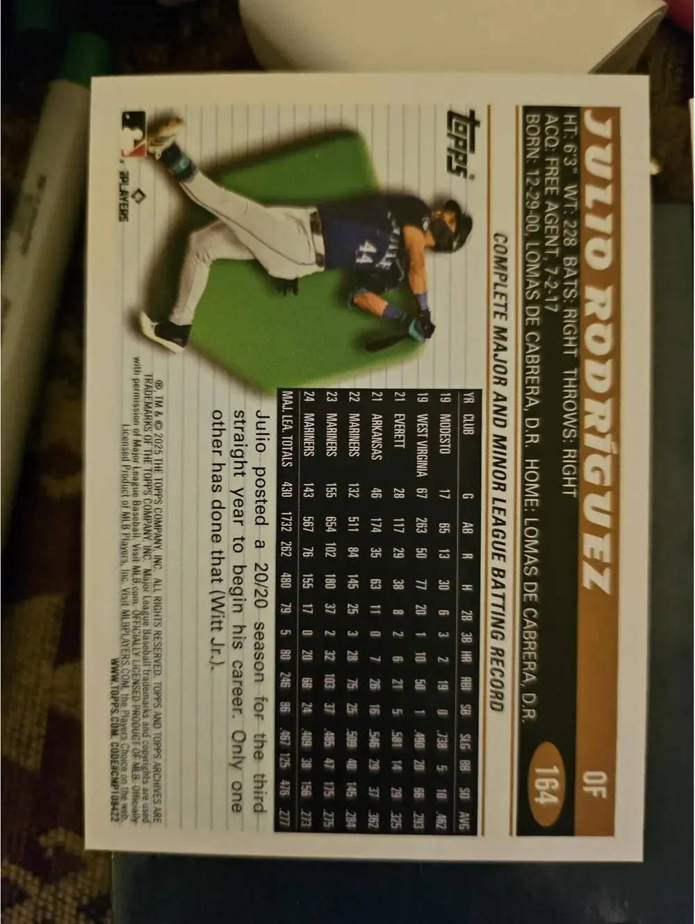 Julio Rodriguez - 2025 Topps Archives #164 - Mariners - RAW mint - Picture 2 of 2